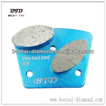 Trapezoid diamond grinding plate with two segments medium, fine, coarse bond